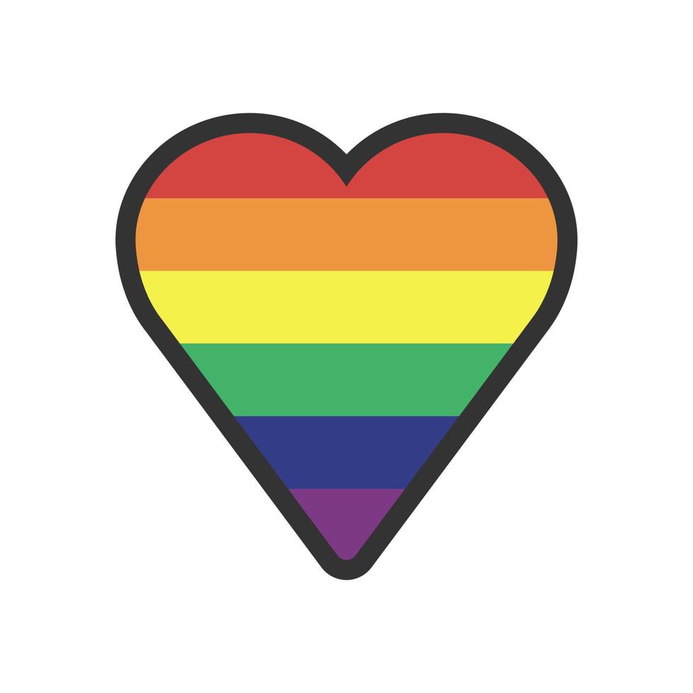 arco iris bandera en corazón forma. orgullo lgbtq amor. lesbiana, homosexual, bisexual, Transgénero, queer símbolo. plano icono aislado en blanco antecedentes vector