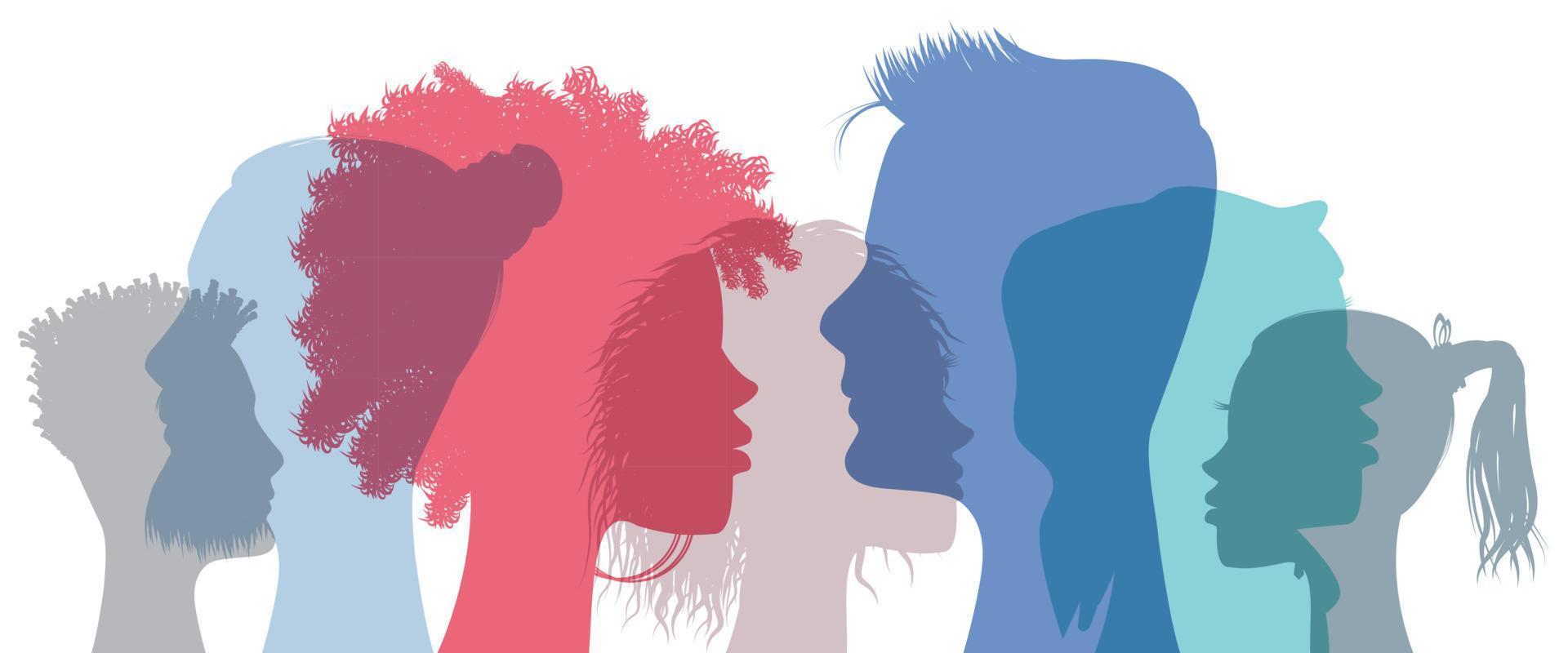 Man and Woman Silhouettes With Different Appearance - Diversity Concept vector