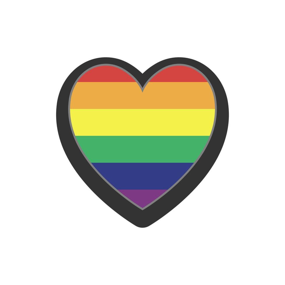 arco iris bandera en corazón forma. orgullo lgbtq amor. lesbiana, homosexual, bisexual, Transgénero, queer símbolo. plano icono aislado en blanco antecedentes vector