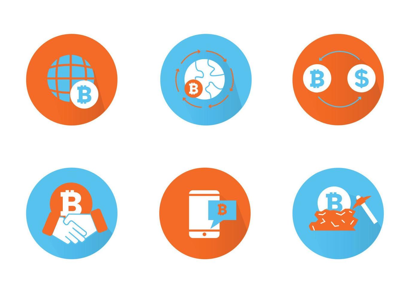 Finance. Vector illustration set of icons of cryptocurrency mining