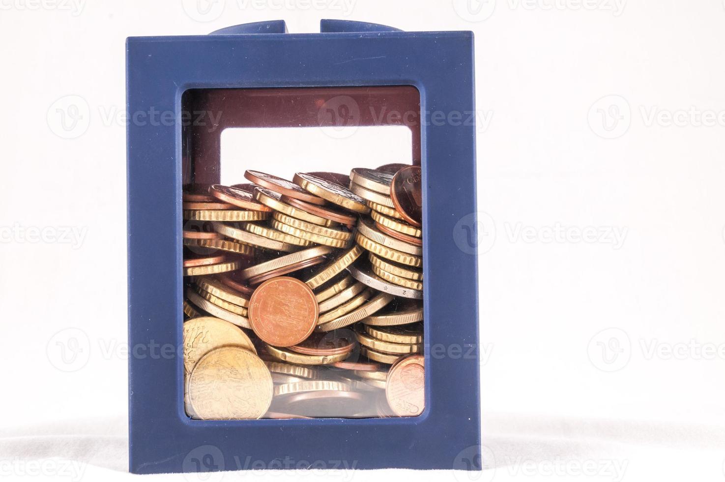 Blue box with coins photo