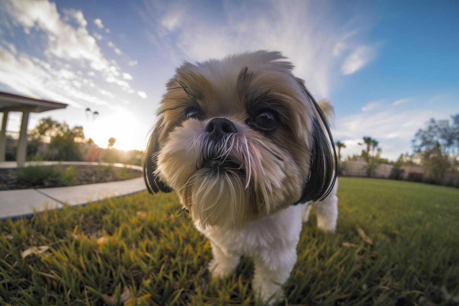 shih tzu mira a el cámara. generativo ai. foto