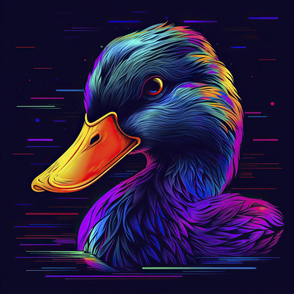 Duck in neon colors. . photo