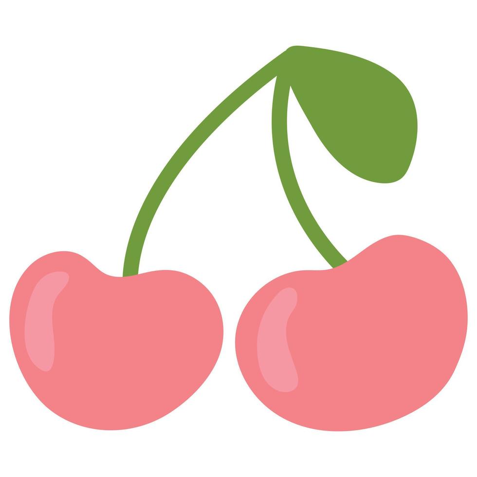 Cute hand drawn cherry. White background, isolate. Vector illustration.