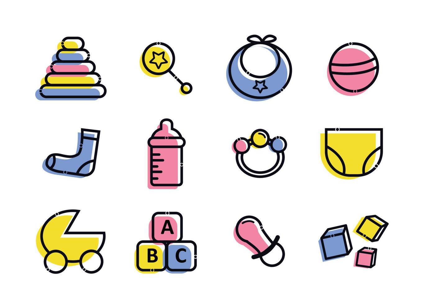 A set of children's icons vector