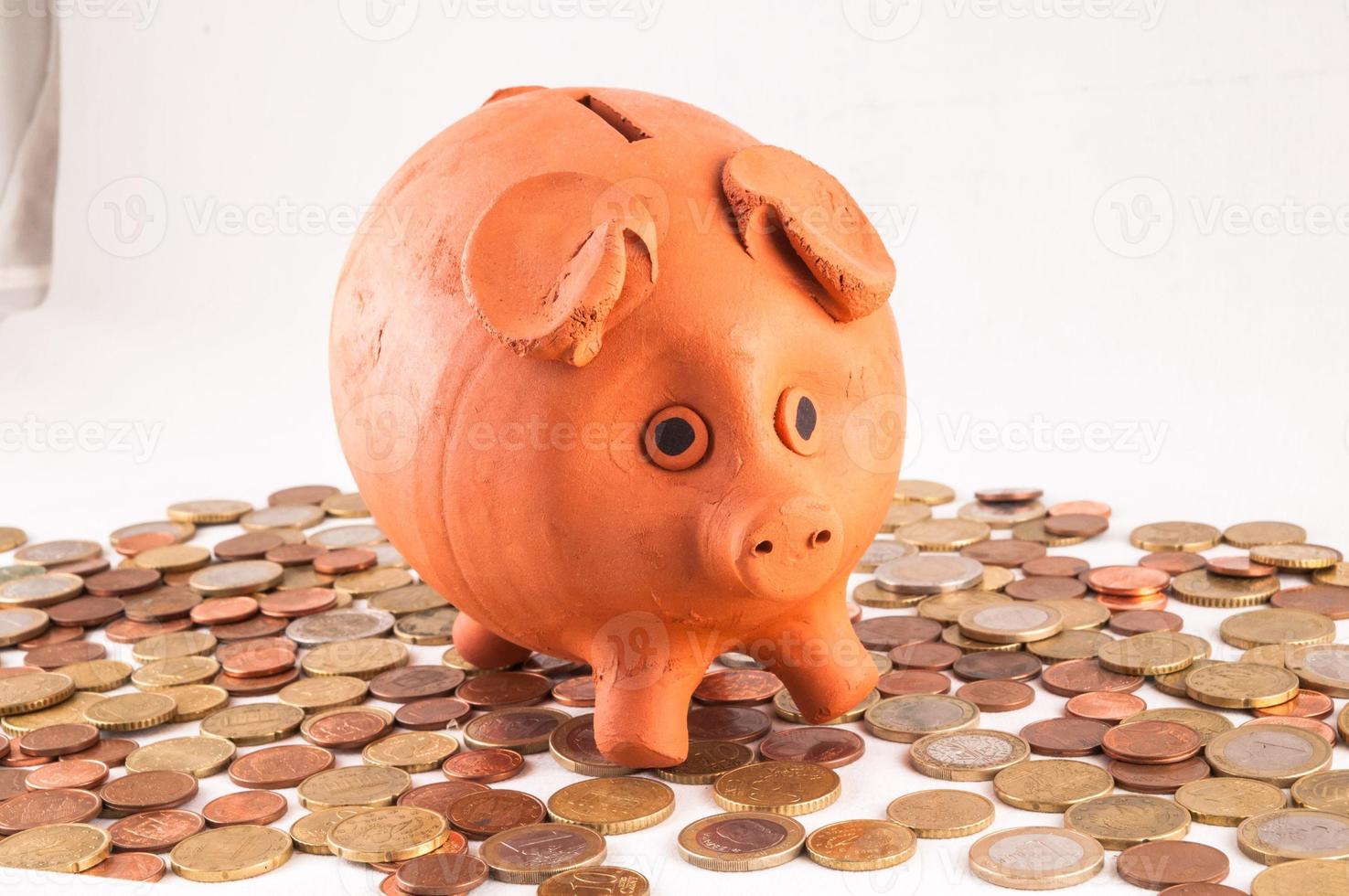 Piggy bank and coins photo