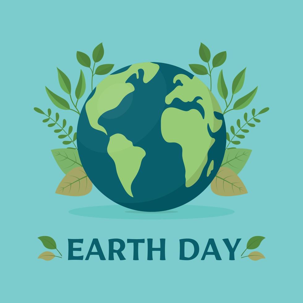 Earth day concept vector illustration with globe and leaves