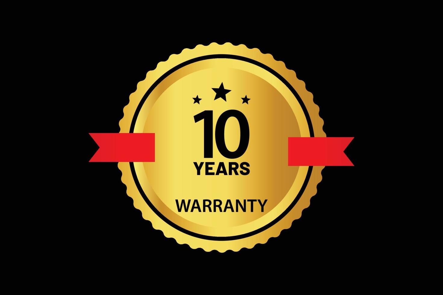 Vector 10 years warranty premium vector realistic glowing effect design.