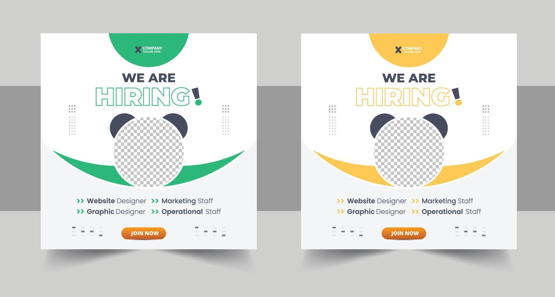 We are hiring job vacancy social media post banner design template with red color. We are hiring job vacancy square web banner design vector