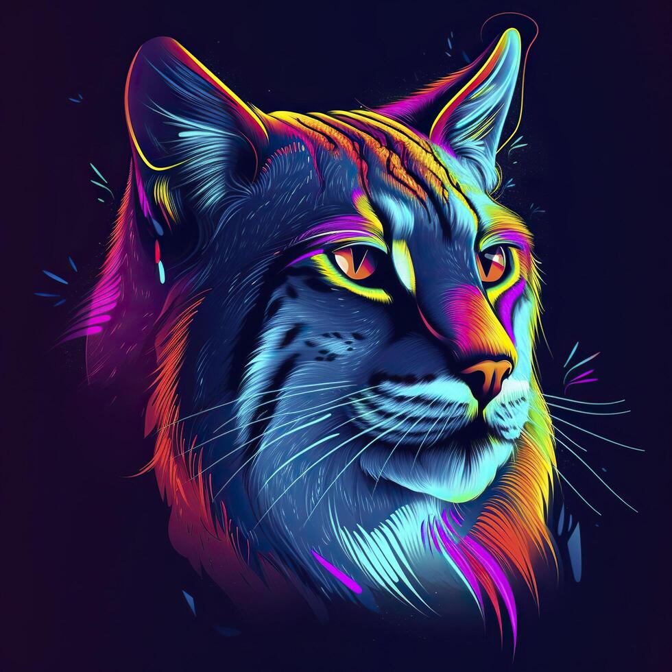 Lynx in neon colors. . photo