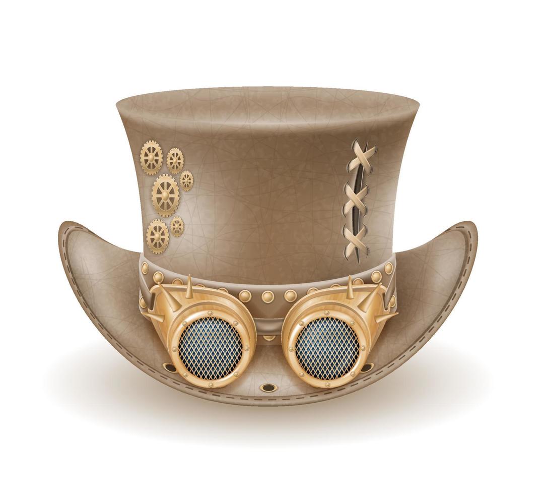 retro steampunk style hat vector illustration isolated on white background