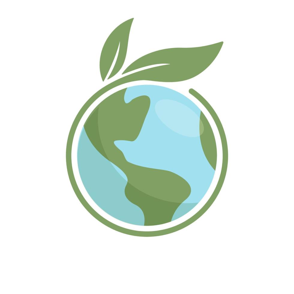 Planet earth icon with leaf protecting it. Save the world, eco-friendly symbol. Protect the environment. vector