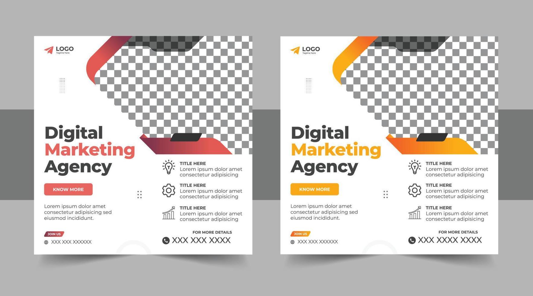 digital marketing post banner, digital marketing social media post banner. business marketing post banner. digital marketing banner layout vector