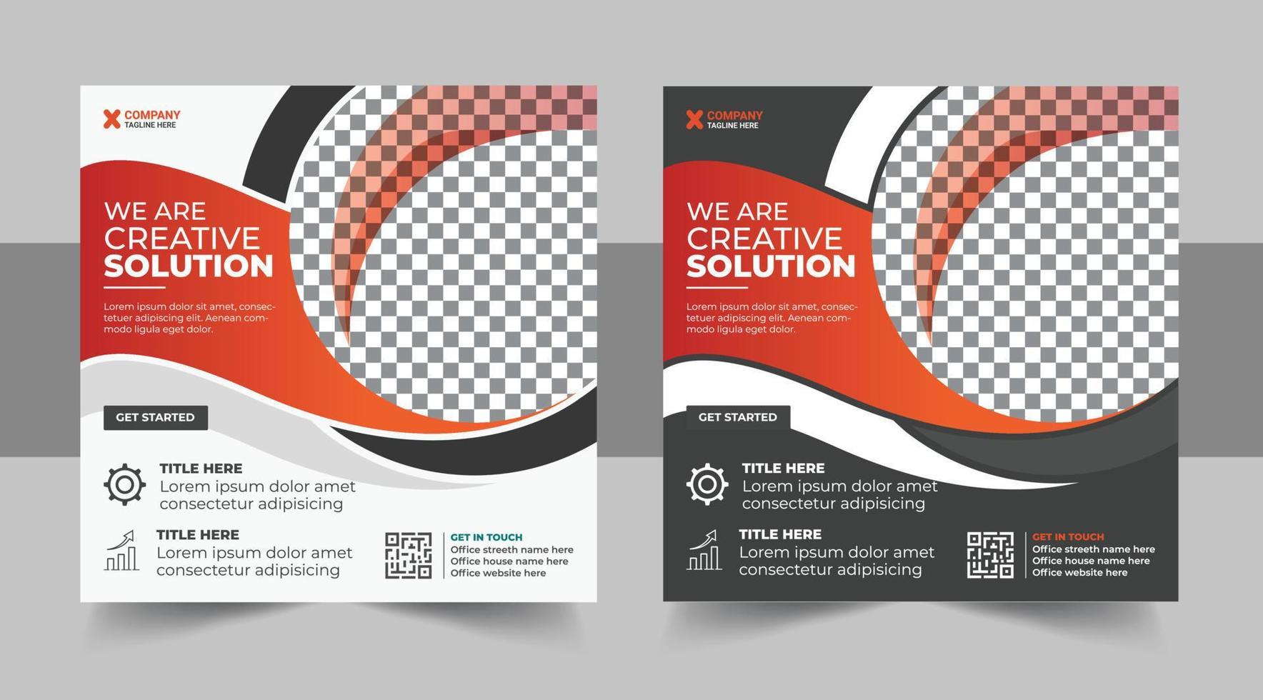 We are creative agency and corporate business flyer. social media instagram post or web banner template design set vector