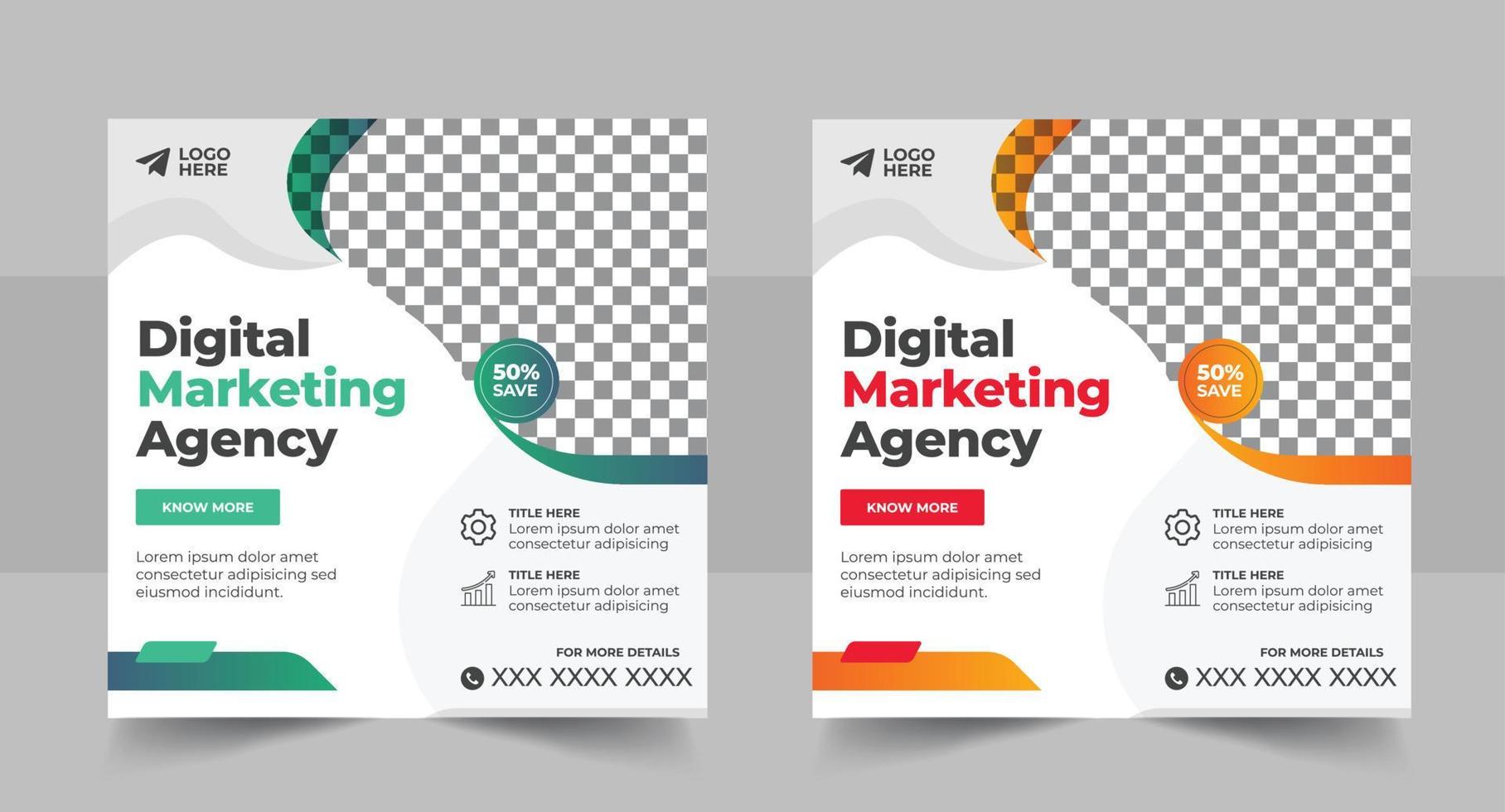 Digital marketing social media post design template vector