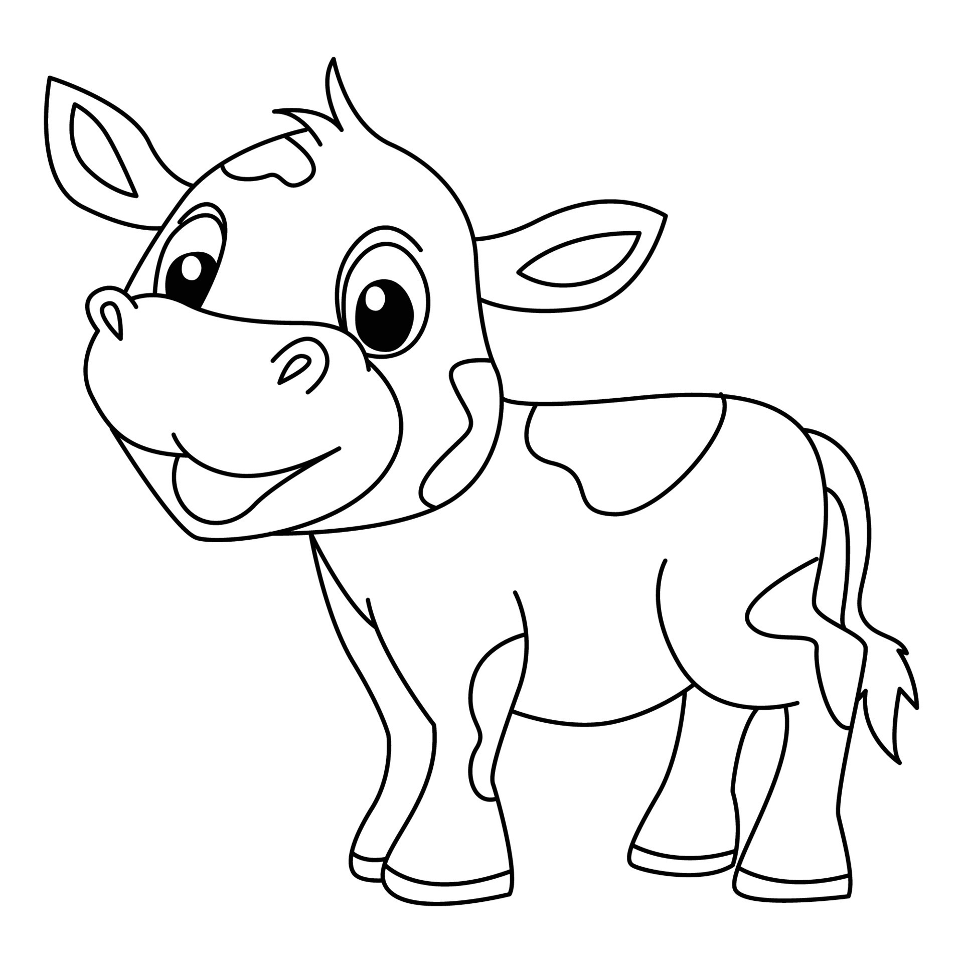 Cute cow cartoon characters vector illustration. For kids coloring book ...