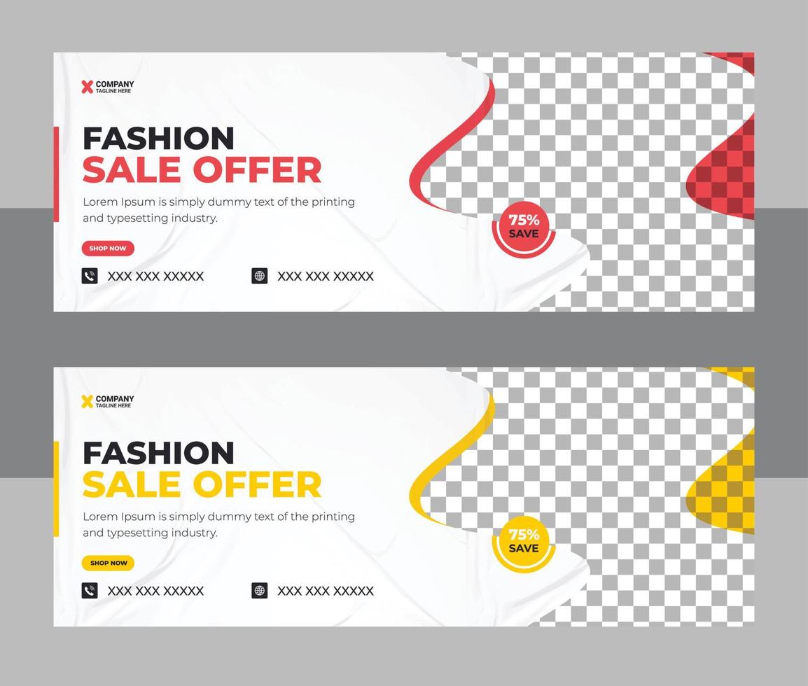 plantilla de banner de portada de facebook de redes sociales de venta de moda vector