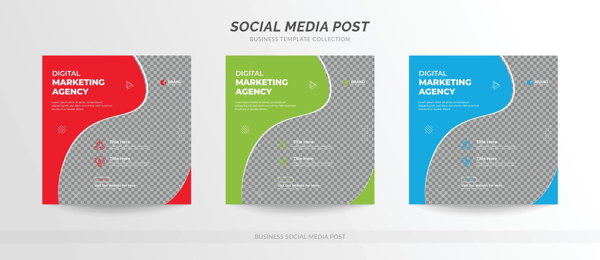 plantilla de banner de publicación de redes sociales de marketing de negocios digitales vector