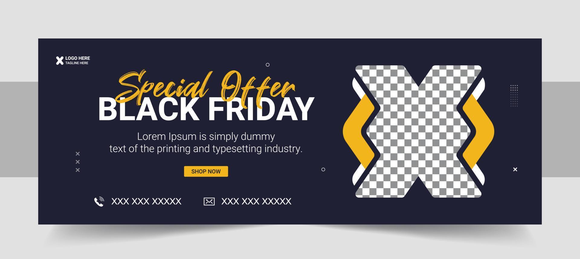 Black friday super sale facebook cover template vector