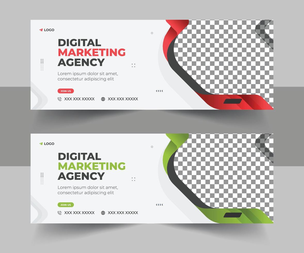 Digital Marketing Facebook Cover Template, Business Social Media Web Banner Design vector