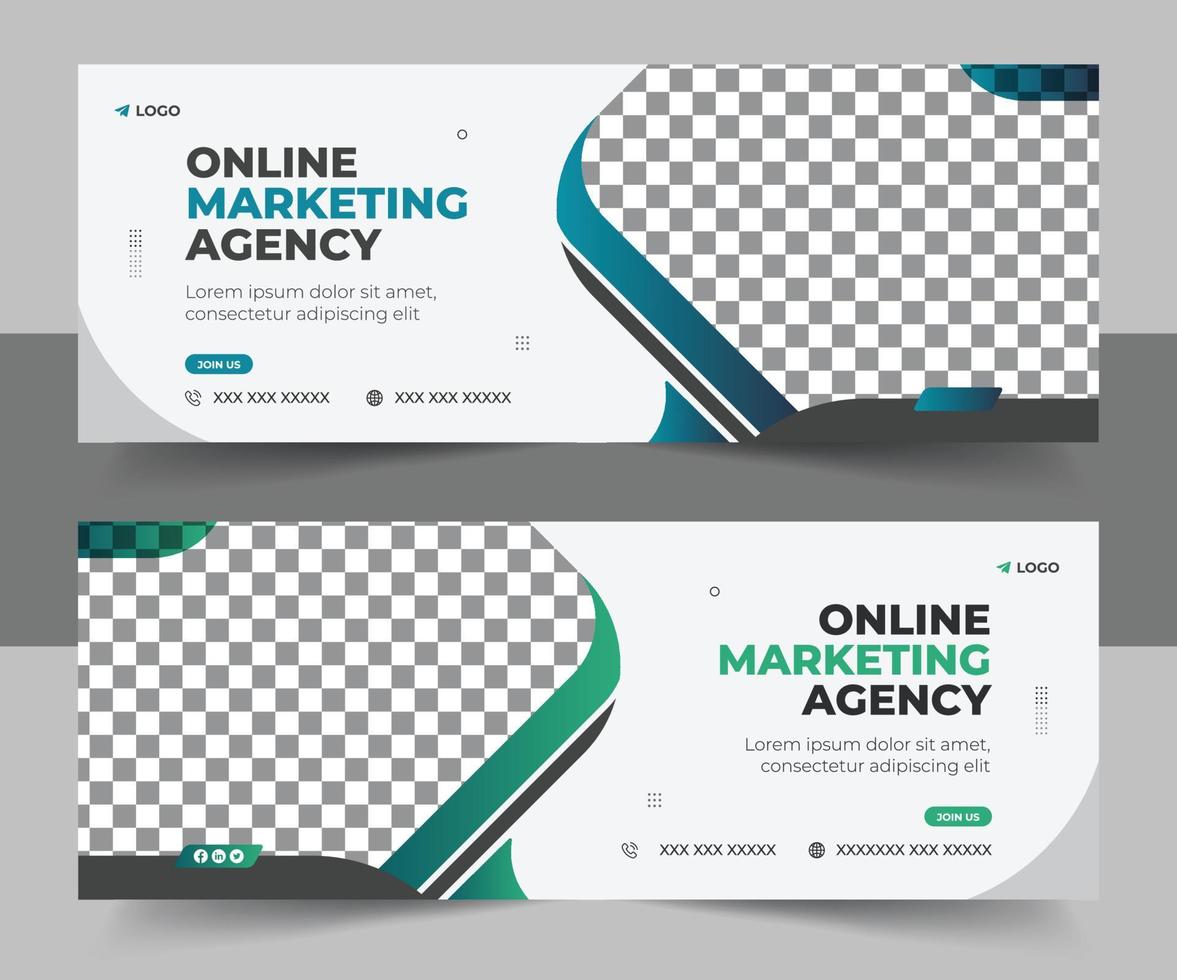 Creative digital marketing agency Business Facebook cover photo for social media, Corporate ads, and discount web banner vector template design