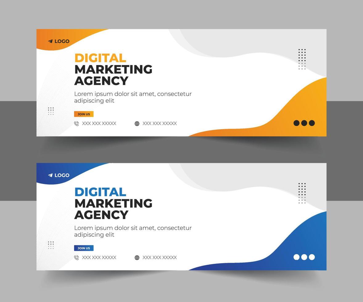 digital marketing agency Business Facebook cover photo for social media, Corporate ads, and discount web banner vector template design