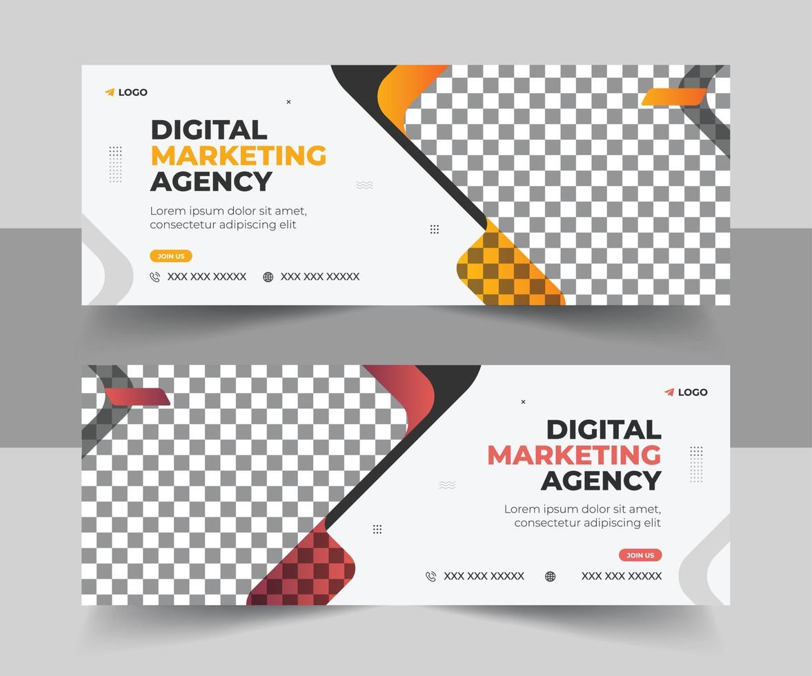 Digital marketing agency Business Facebook cover photo for social media, Corporate ads, and discount web banner vector template