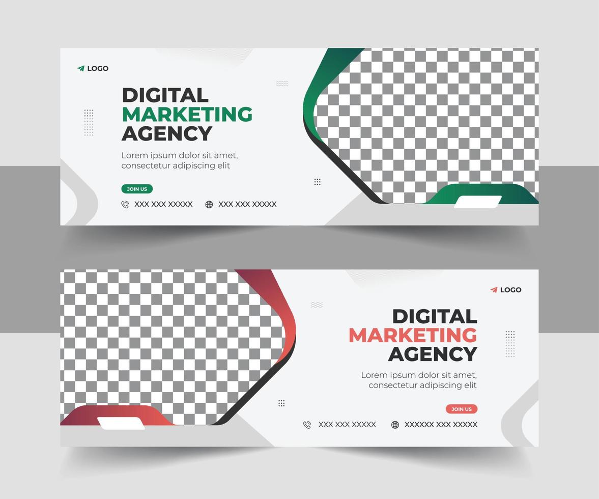 Digital marketing agency Business Facebook cover photo for social media, Corporate ads, and discount web banner vector template