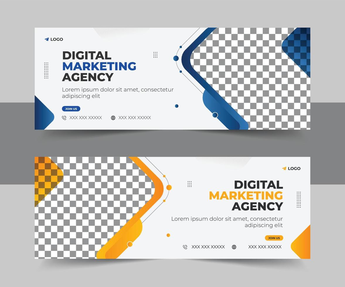 Digital marketing agency Business Facebook cover photo for social media, Corporate ads, and discount web banner vector template