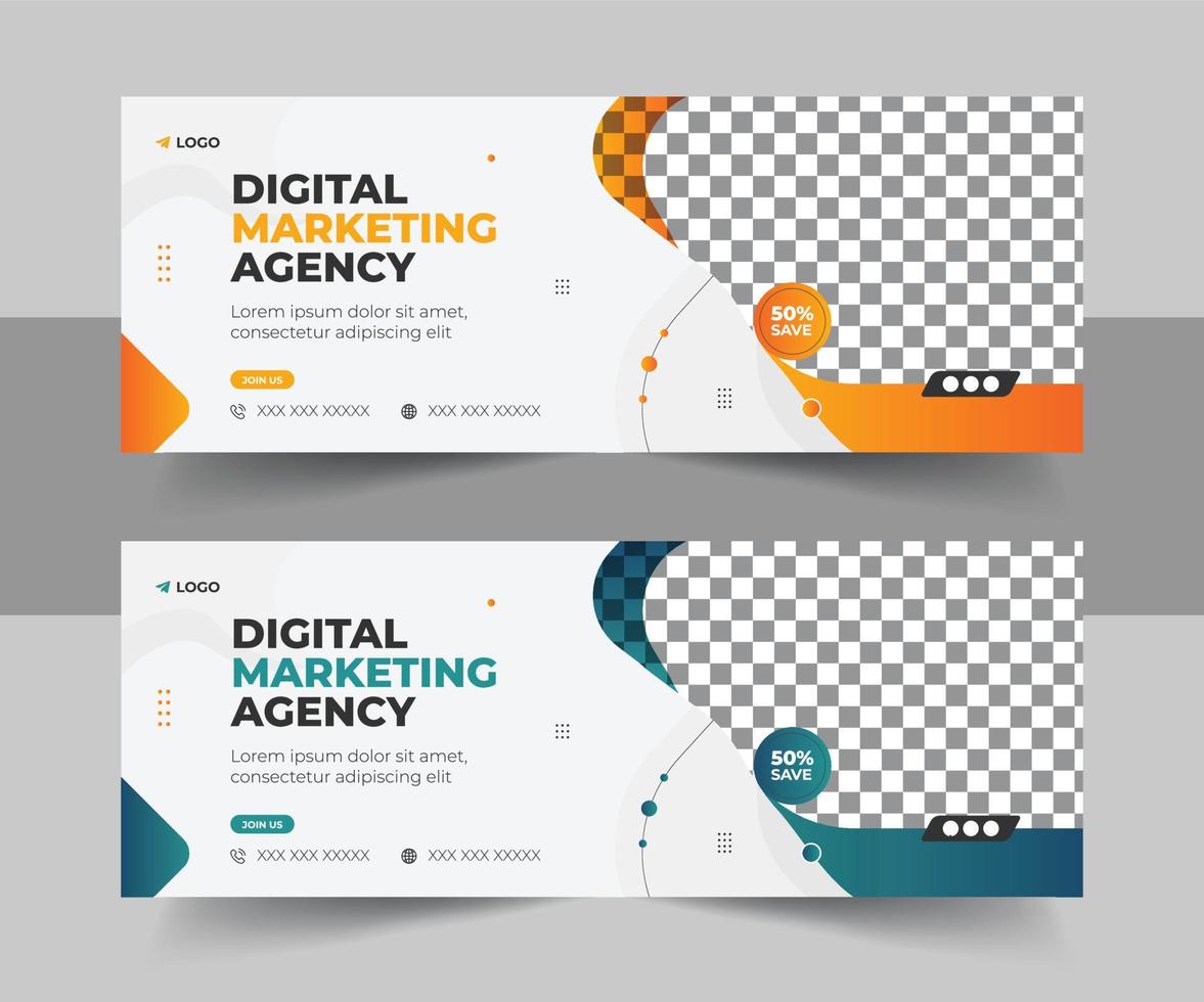 Digital marketing agency and corporate facebook cover template vector