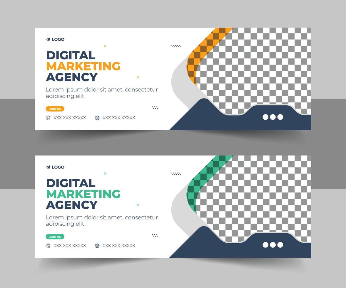 Digital marketing agency and corporate facebook cover template vector