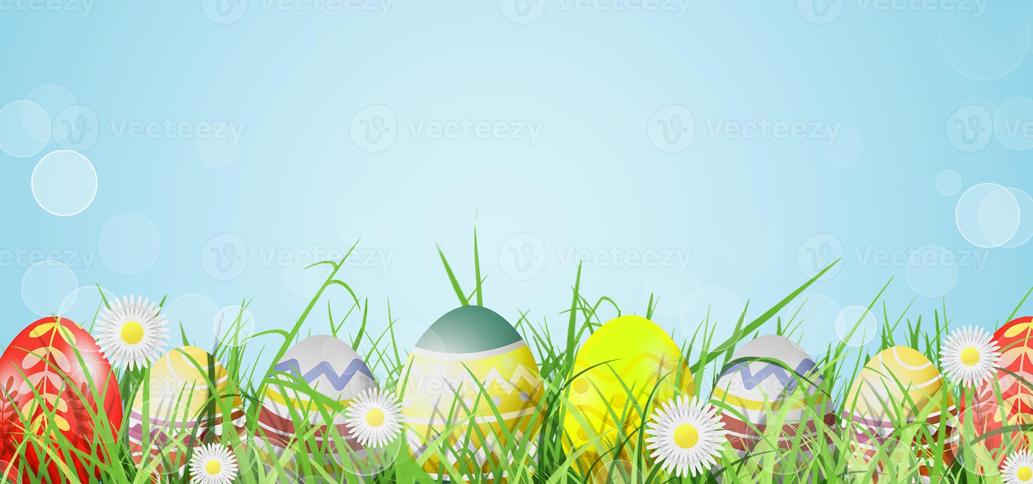 Easter poster and banner template with Easter eggs photo