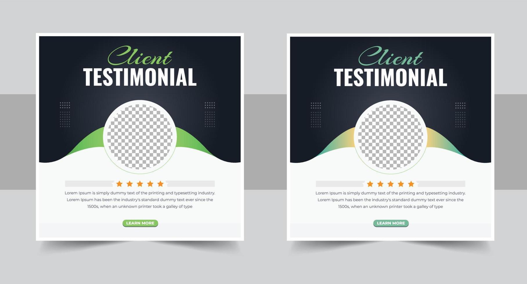 Modern and creative client testimonials or customer feedback social media post design vector