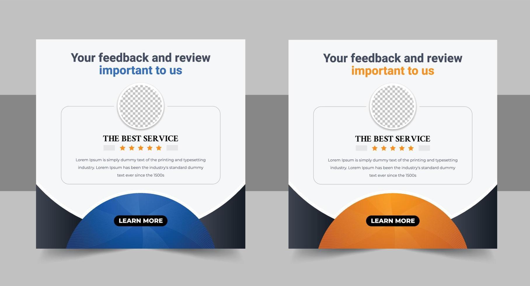 client feedback social media post banner set. Customer feedback testimonial social media post web banner template. client testimonials social media post banner vector