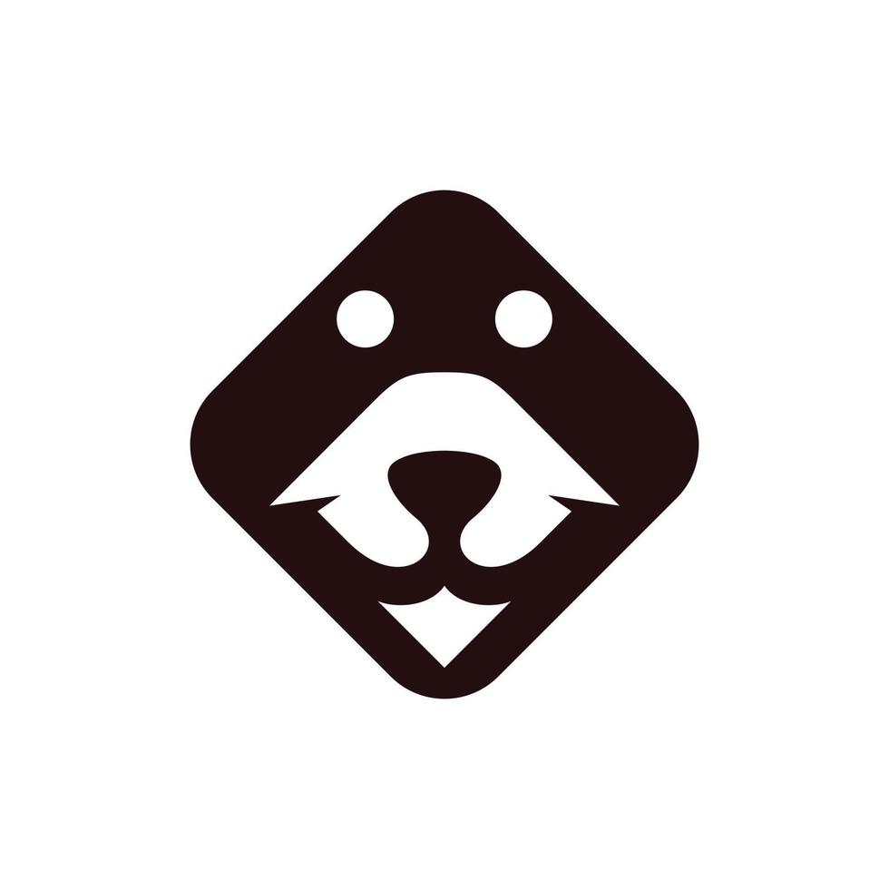 Bear head square unique simple logo vector