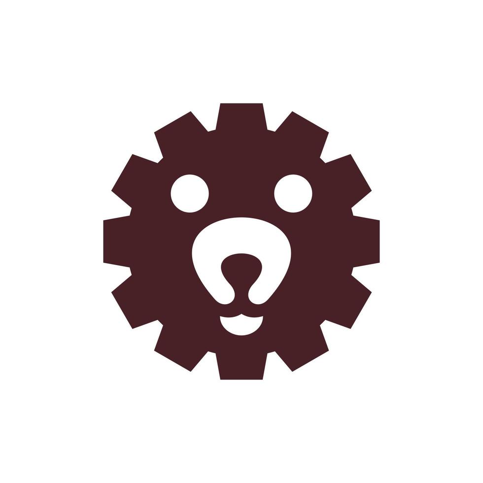 Bear head gear minimalist creative logo design vector