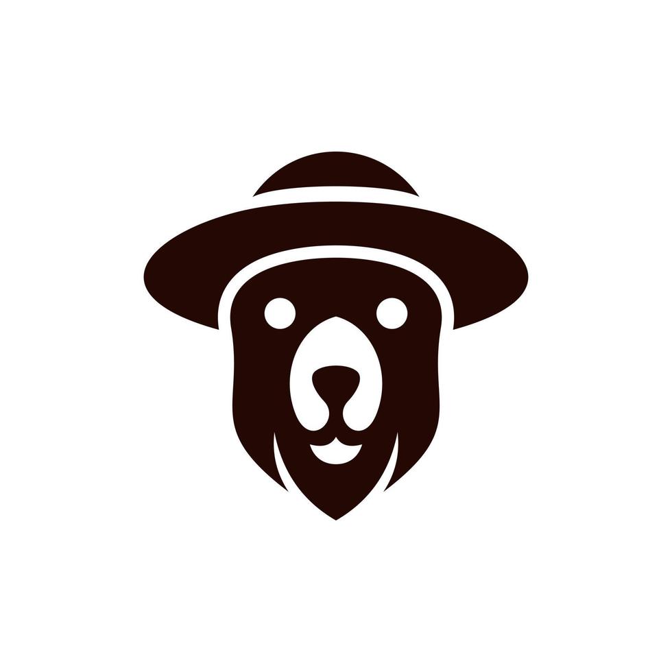 animal oso vistiendo sombrero logo vector