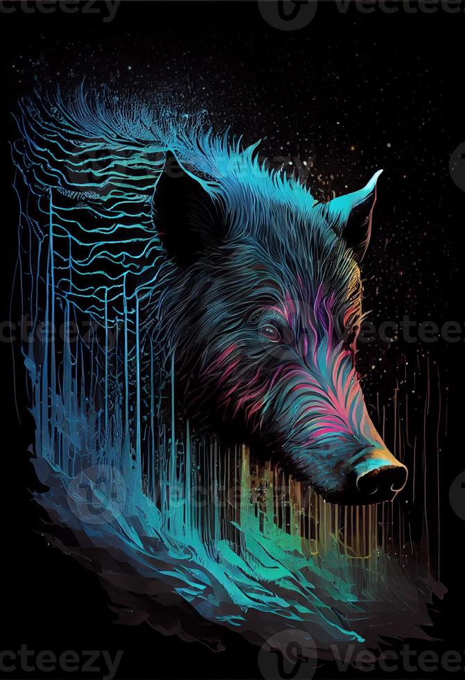Electric boar print. Ai render. photo