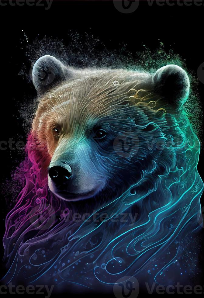 Electric bear print, logo, ai rendered. photo