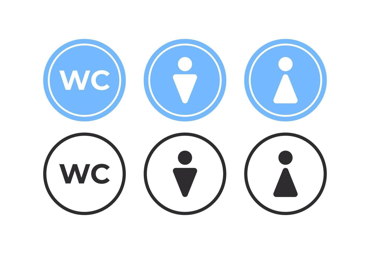 Round restroom icons. Water closet. Bathroom signs. Vector scalable graphics