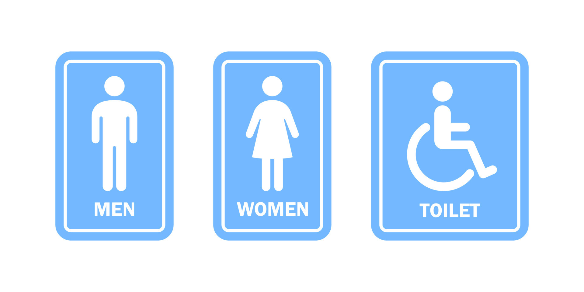 Restroom icons. Toilet icons. Restroom signs blue colors. Vector