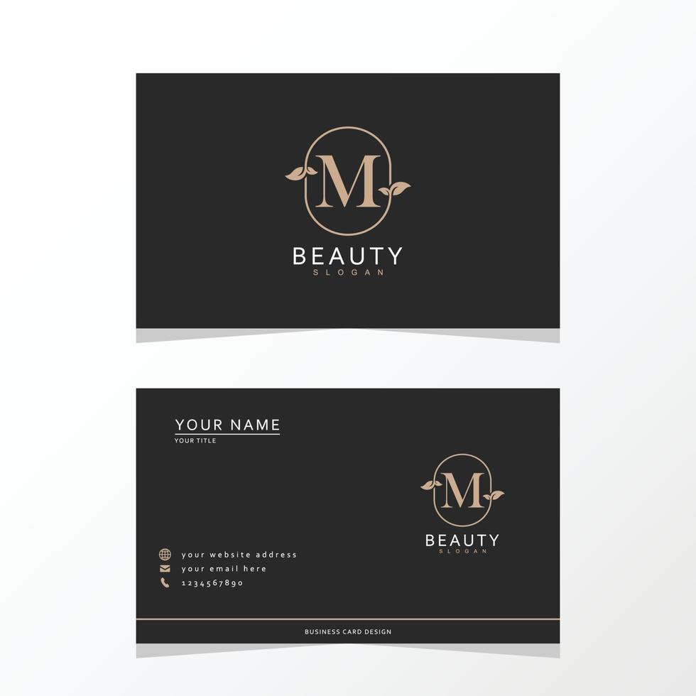 lujoso y elegante minimalista metro logo diseño con negocio tarjeta. inicial logo para firma, boda, moda, floral y botánico logo. vector