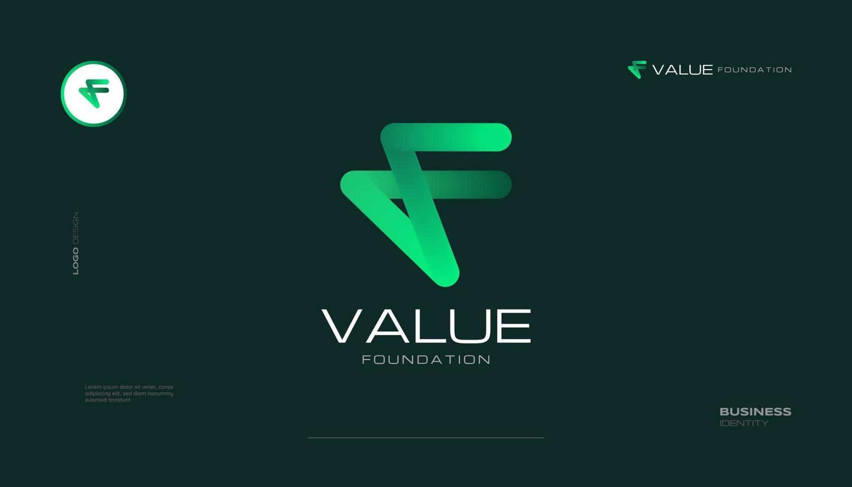 Abstract and Creative Letter F Logo Design with Green Gradient Concept. VF Initial Logo Suitable for Business and Technology Logo vector