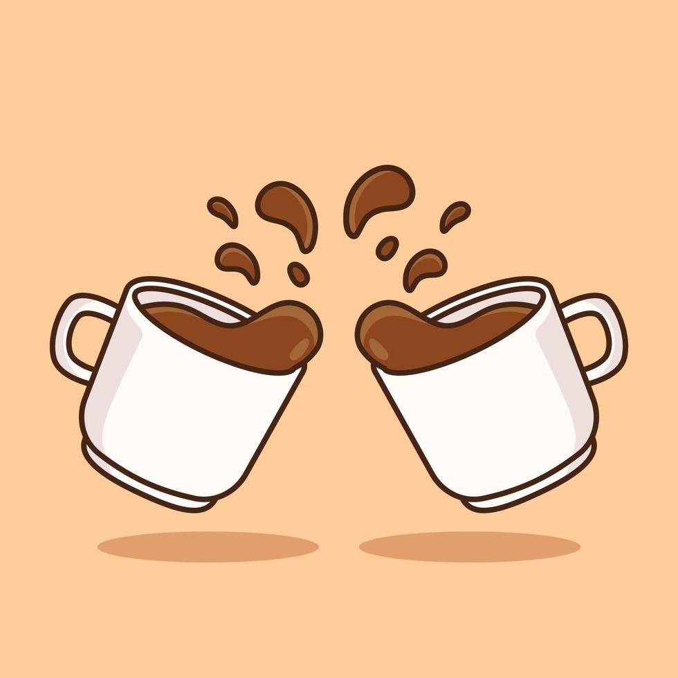 Cup of coffee cartoon icon vector illustration. Coffee drink icon concept. Vector flat outline icon