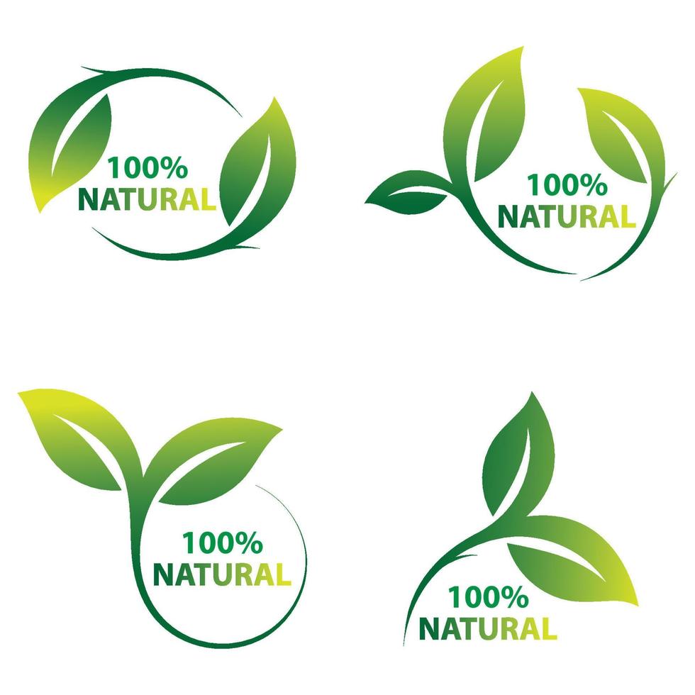 100 natural verde hoja vector diseño