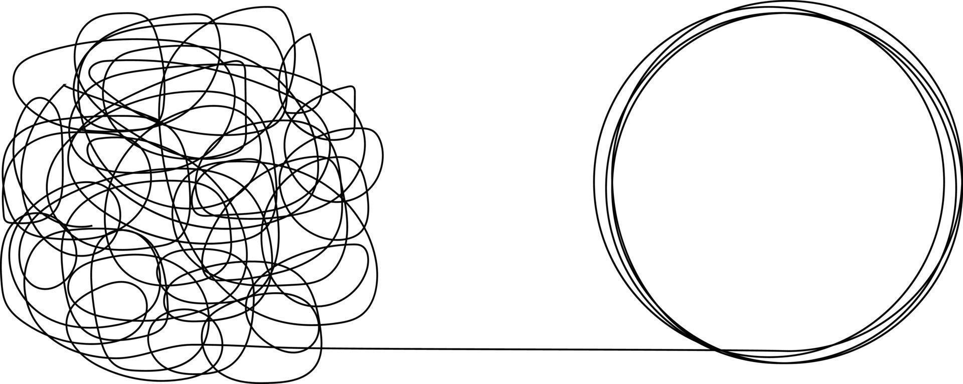 Tangled and unraveled tangles problem solving process vector