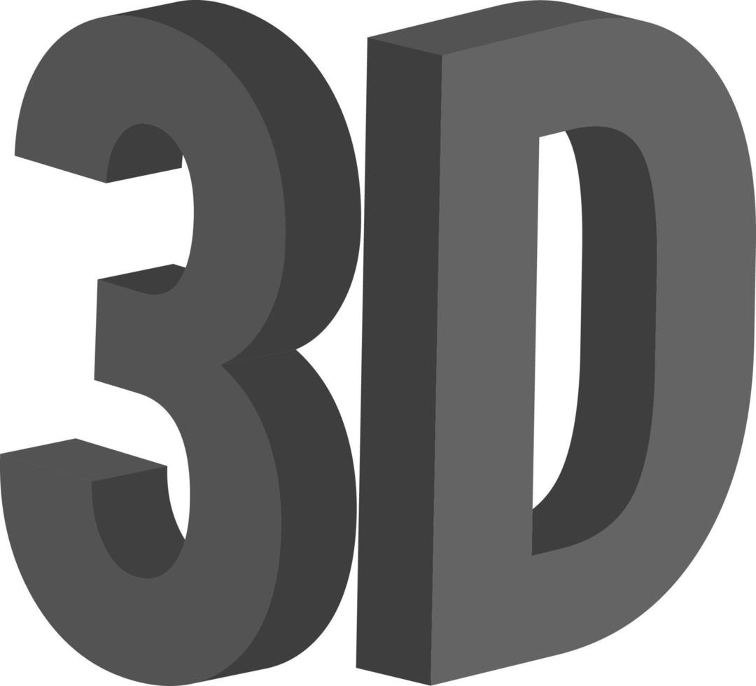 3d letters 3, d, three dimensional letter vector