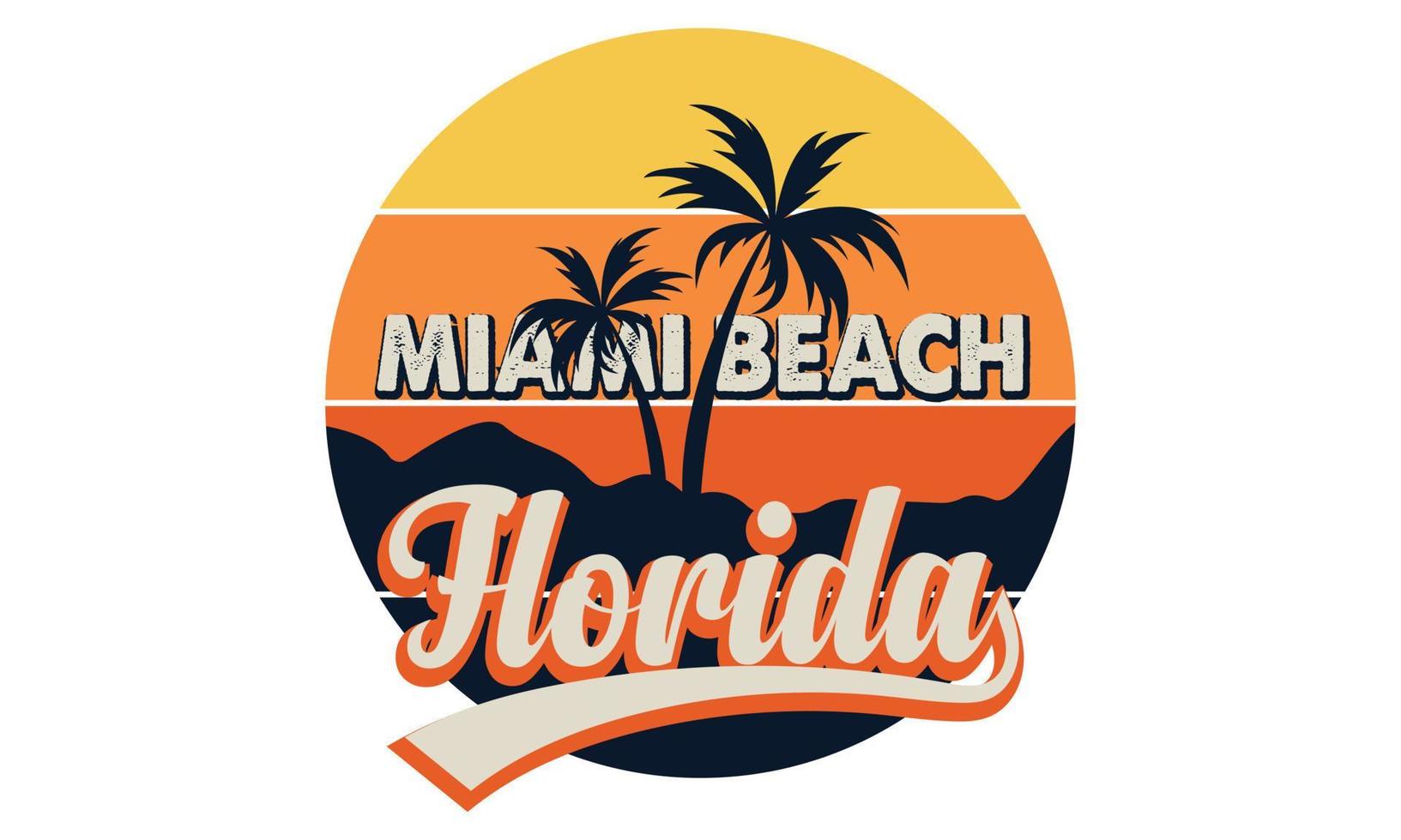 Miami Beach Florida T-shirts Design.  Surfing California Malibu Beach t-shirts. vector