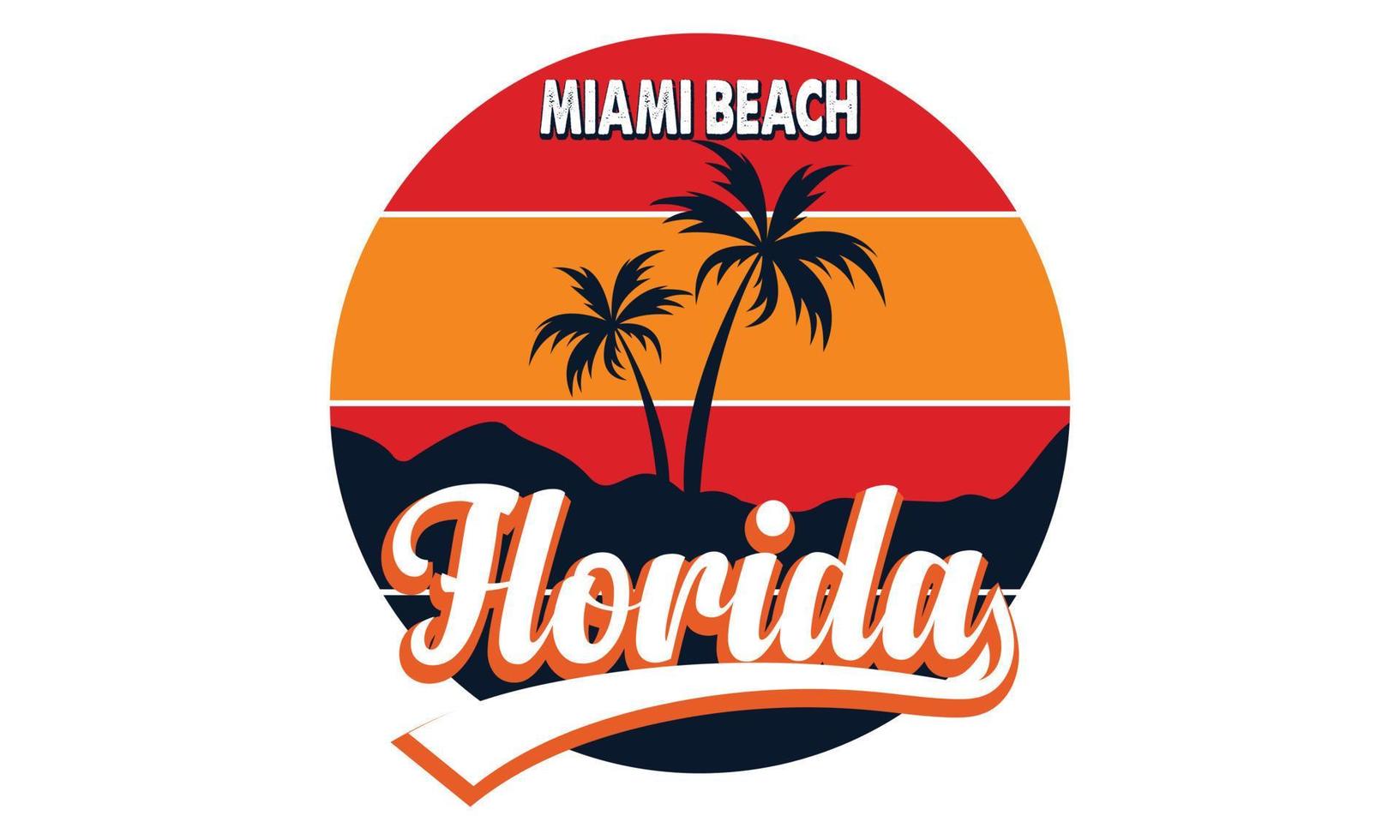 Miami Beach Florida T-shirts Design.  Surfing California Malibu Beach t-shirts. vector