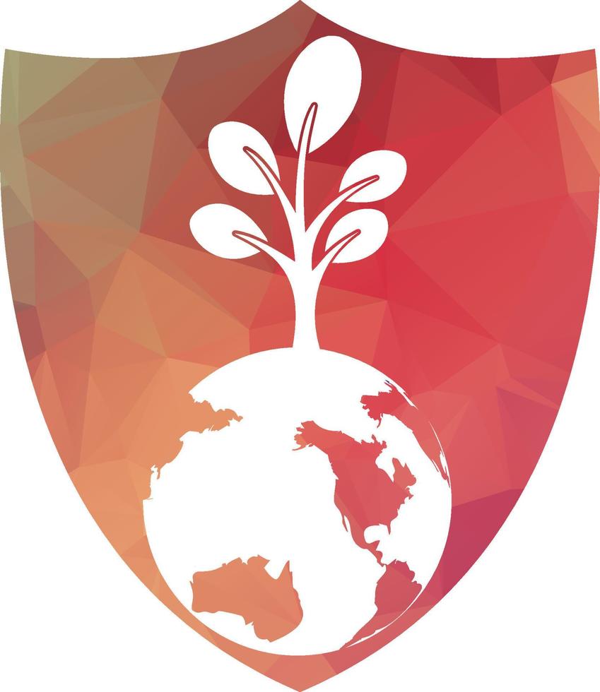 Globe tree vector logo design template. Planet and eco symbol or icon.